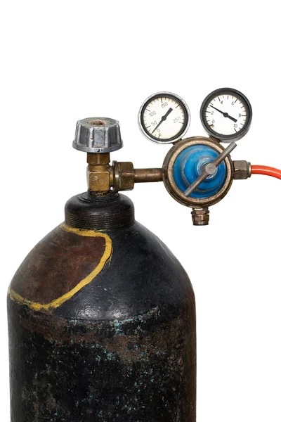 Gas pressure regulator with manometer (isolated) — Stock Photo, Image