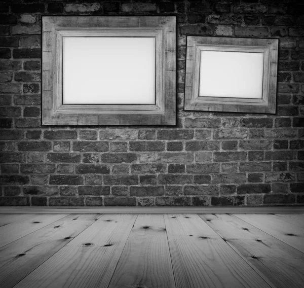 Dos marcos de madera en la pared . — Foto de Stock