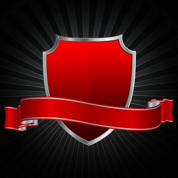 Escudo vermelho e fita vermelha . — Fotografia de Stock