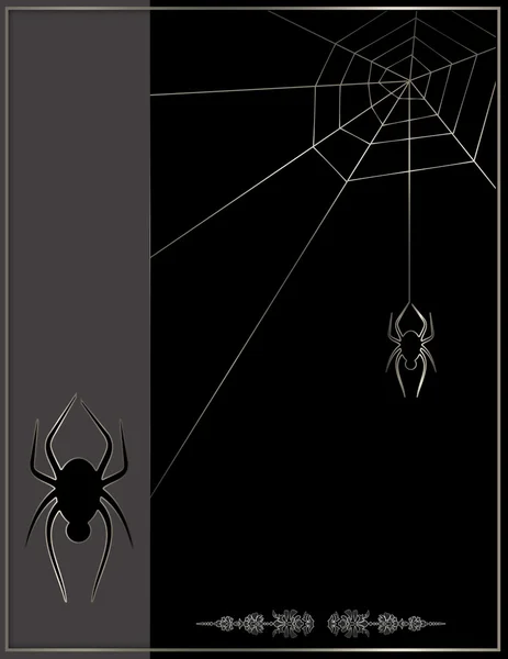 Spindel och web. abstrakt svart bakgrund. — Stockfoto