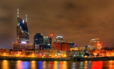 Editorial, Nashville Skyline at night clipart