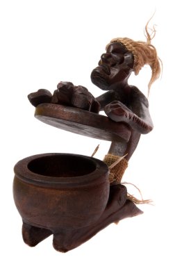 Wooden open ash tray like shaman figurine clipart