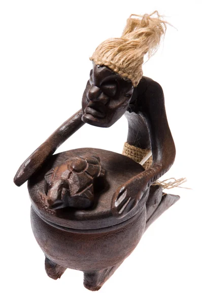 stock image Wooden close ash tray like shaman figurine