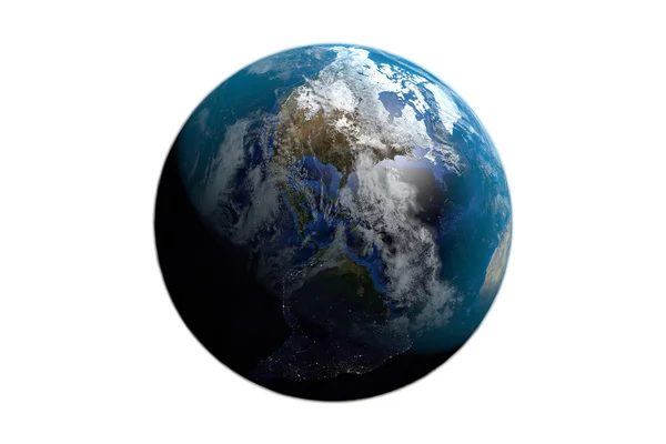 Amerika en canada op bovenste aarde op de geïsoleerde achtergrond Stockfoto