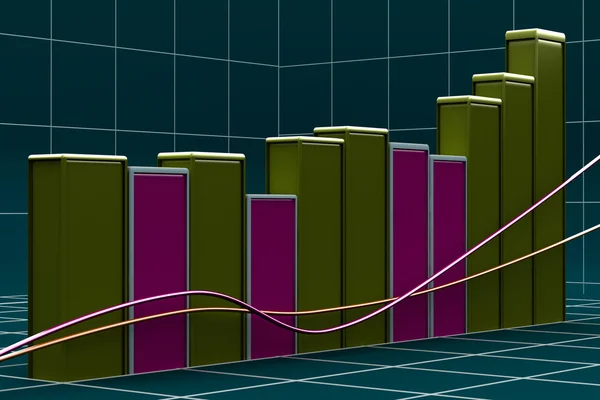 Rostoucí pruhový graf z barevných bloků — Stock fotografie