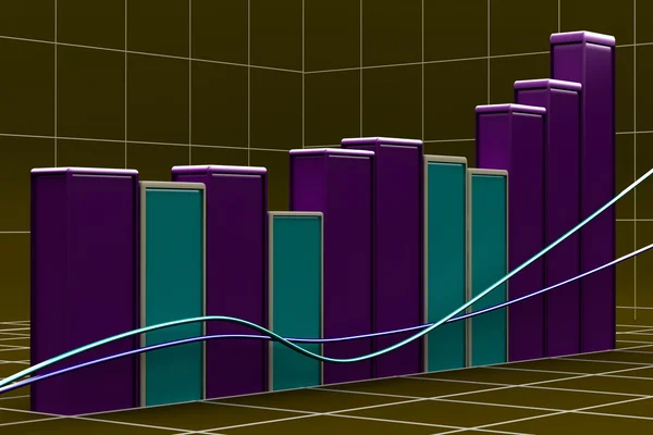 Rostoucí pruhový graf z barevných bloků — Stock fotografie
