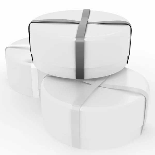 Beyaz zemin üzerinde bir yay ile hediye kutusu — Stok fotoğraf