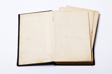 Open old book on white background clipart