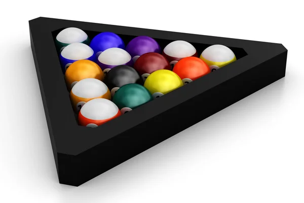 Bolas de piscina coloridas sobre branco — Fotografia de Stock