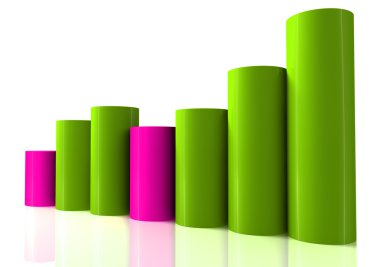 Growing bar chart from color blocks clipart