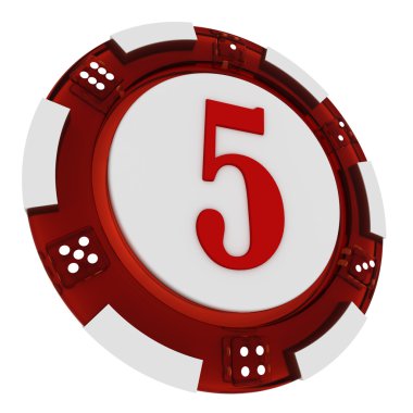 Poker chip font. 3D render casino tarzı. mektubu 5