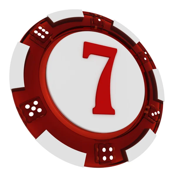Pokerchip-Schrift. 3D gerendert Casino-Stil. Buchstabe 7 — Stockfoto