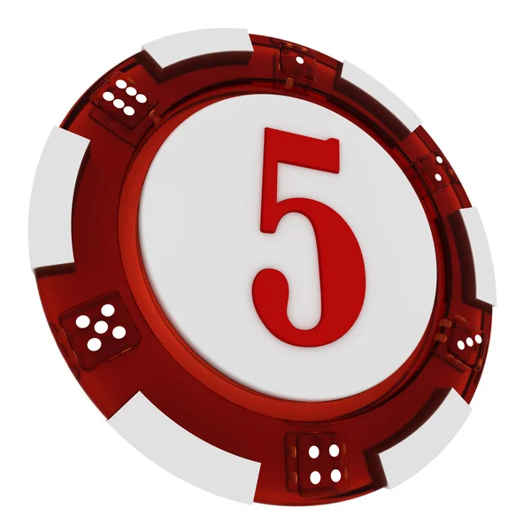 Poker chip lettertype. 3D-gerenderde casino stijl. brief 5 — Stockfoto