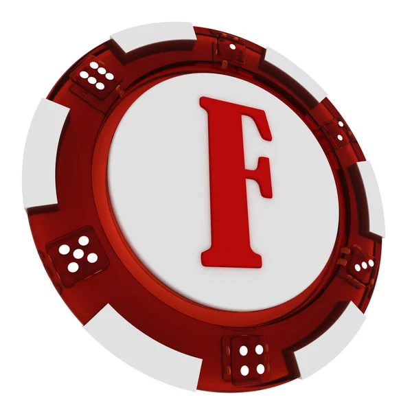 扑克芯片字体。3d 呈现的赌场样式。字母 f — 图库照片