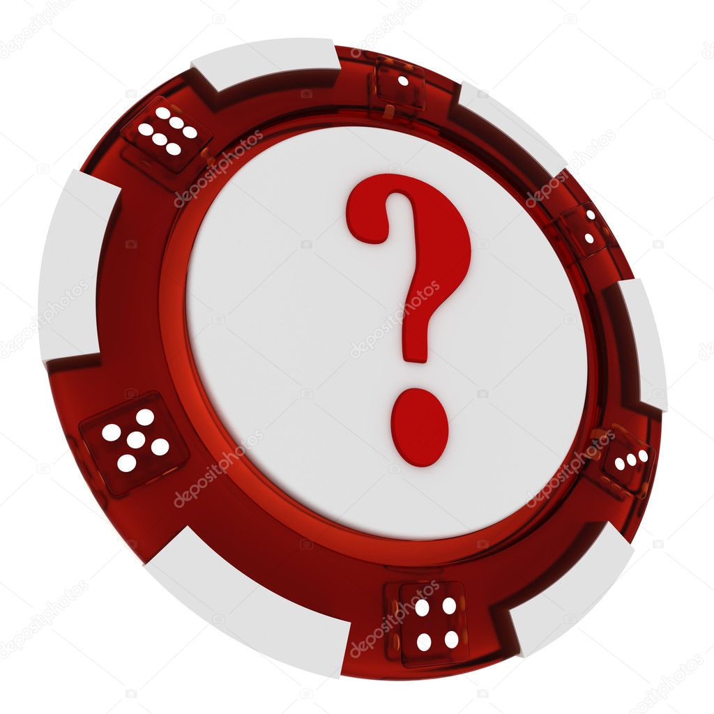 Poker chip font. 3D Rendered Casino Style. Letter question