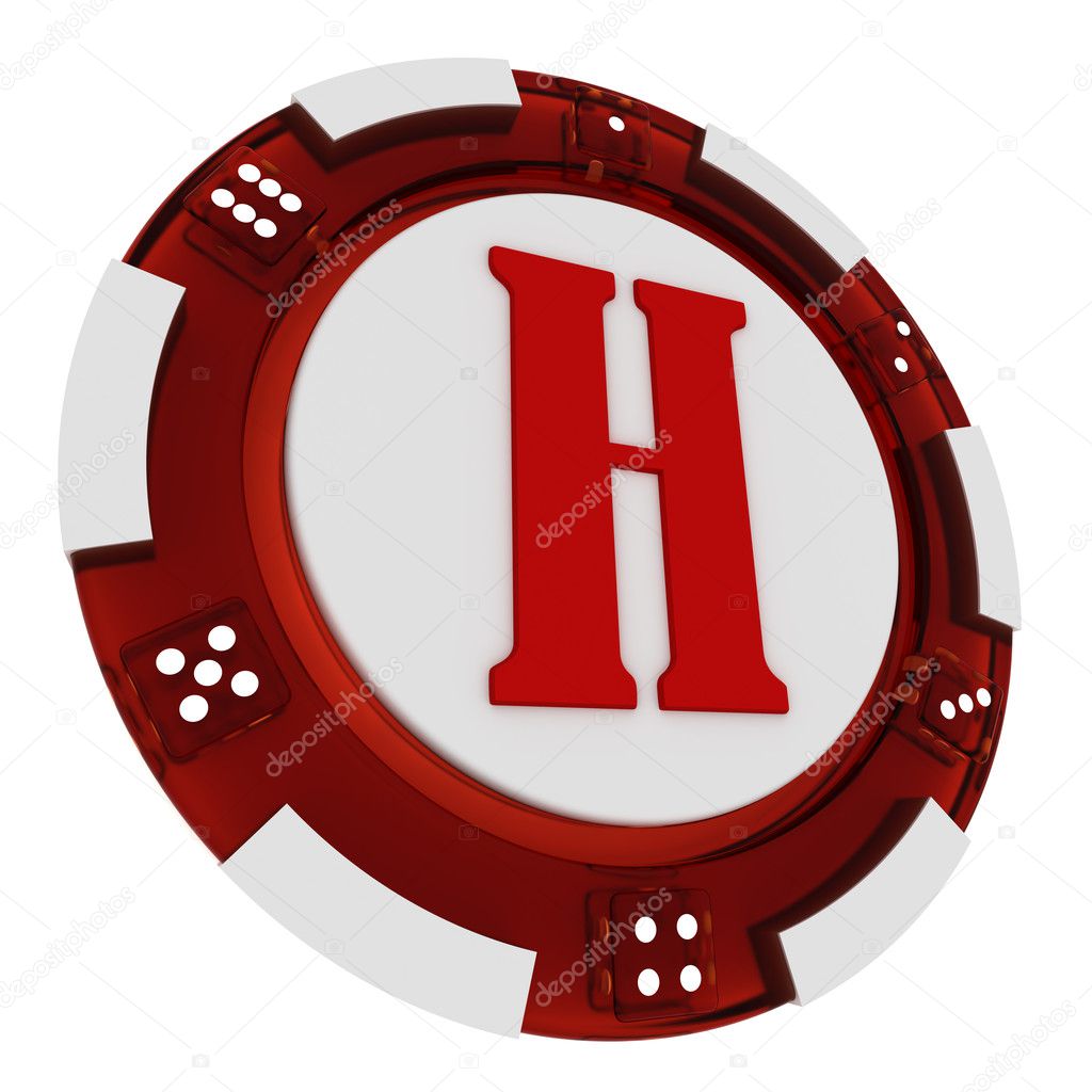 Poker chip font. 3D Rendered Casino Style. Letter H