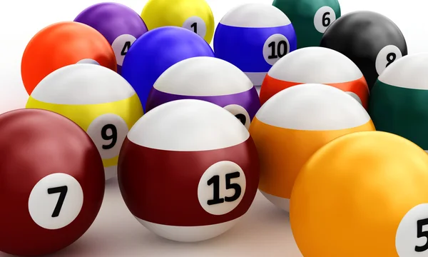 stock image Colorful pool balls over white