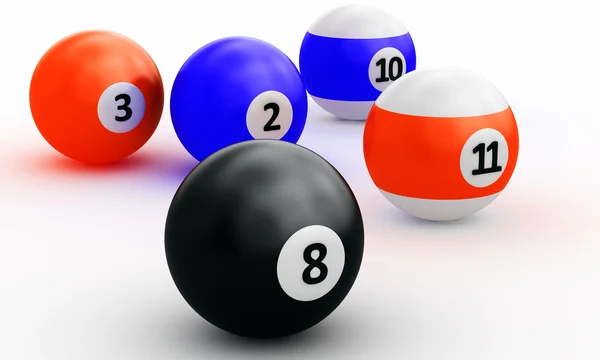 Kleurrijke pool ballen over Wit — Stockfoto