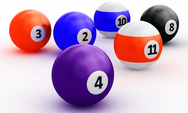 stock image Colorful pool balls over white