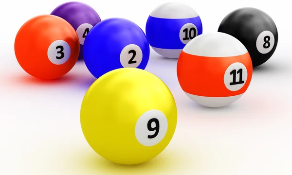 Bolas de piscina de colores sobre blanco —  Fotos de Stock