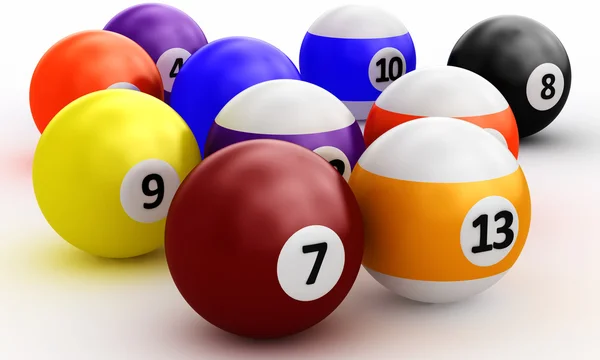 stock image Colorful pool balls over white