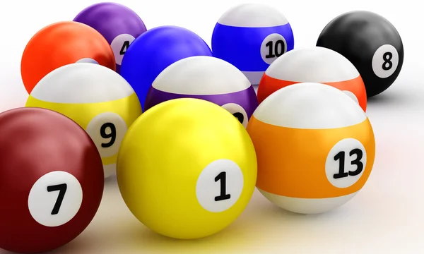 stock image Colorful pool balls over white