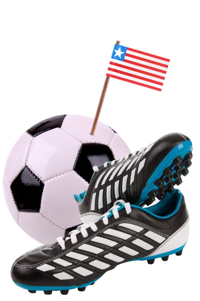 Voetbal of de voetbal met een nationale vlag — Stockfoto