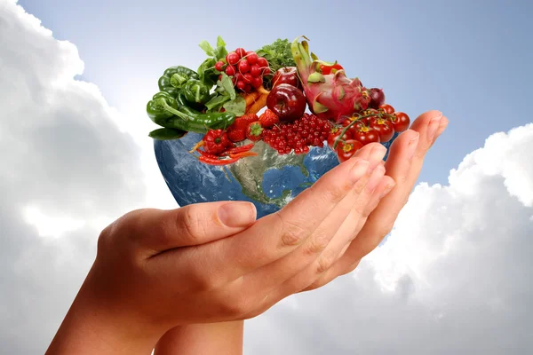 Duas mãos segurando terra frutífera — Fotografia de Stock