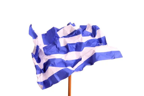 Морщинистый греческий флаг — стоковое фото