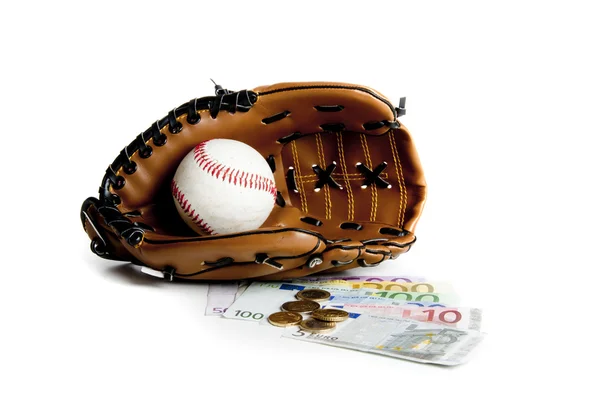 Pengar och base ball — Stockfoto