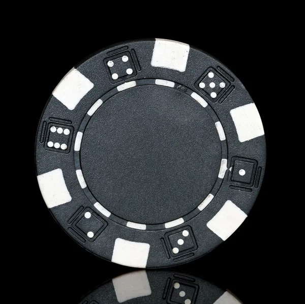 黑色扑克芯片 — 图库照片