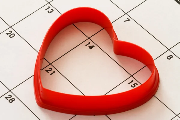 Heart on calendar — Stock Photo, Image