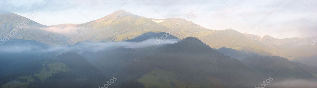 Summer morning mountains panorama