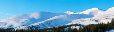 Winter morning mountain panorama clipart