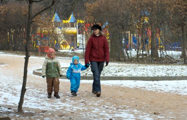 Family in city park clipart