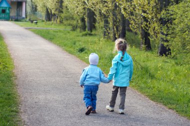 Children in town park clipart