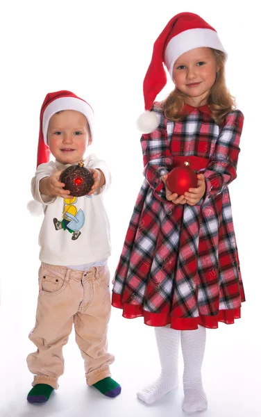 Weihnachten: Bruder und Schwester — Stockfoto