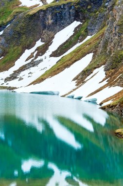 Reflections on the summer alpine lake clipart