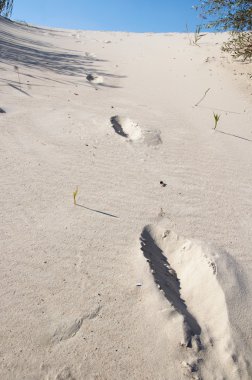 kum üzerinde ayak izleri