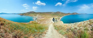 Summer coastline panorama. clipart