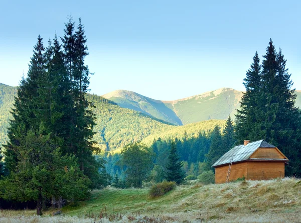 Dom drewniany na zboczu góry — Zdjęcie stockowe