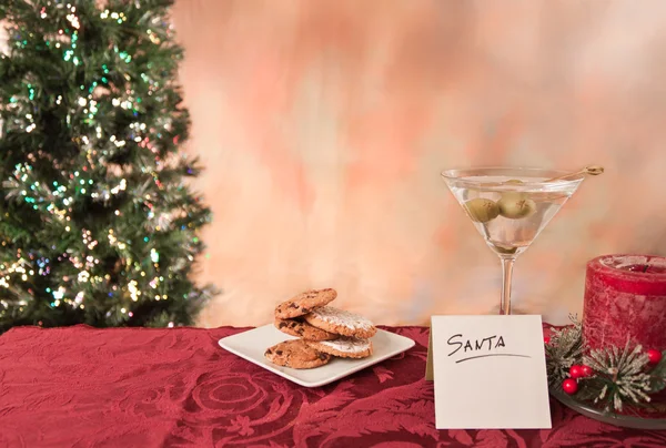 Cookies and martini for santa — Stock Photo, Image