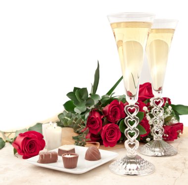 Chocolate, roses and champagne