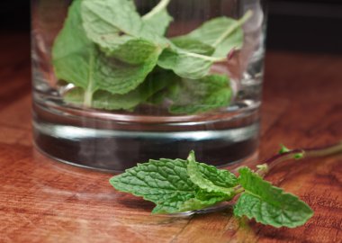 Fresh mint in a glass clipart