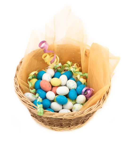 Easter basket isolated on white — Stock Photo, Image
