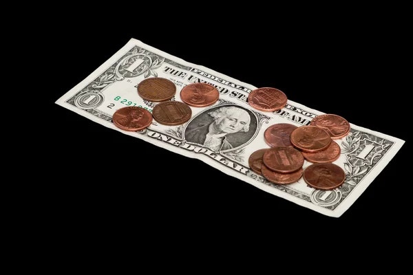 Pennies ในดอลลาร์ — ภาพถ่ายสต็อก