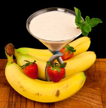 Fresh bananas strawberry and s cocktail clipart