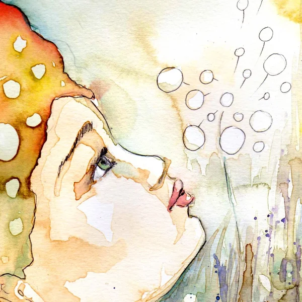Watercolor of a woman. — Stock Photo, Image