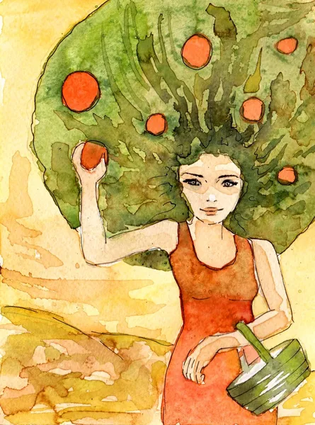 stock image Watercolor of women - the tree