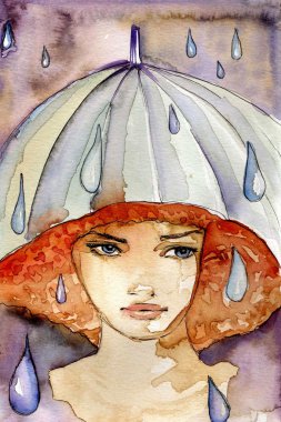 Rainy girl clipart